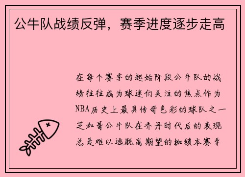 公牛队战绩反弹，赛季进度逐步走高